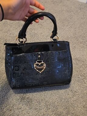 Juicy Couture Black Patent Heart Charm Satchel